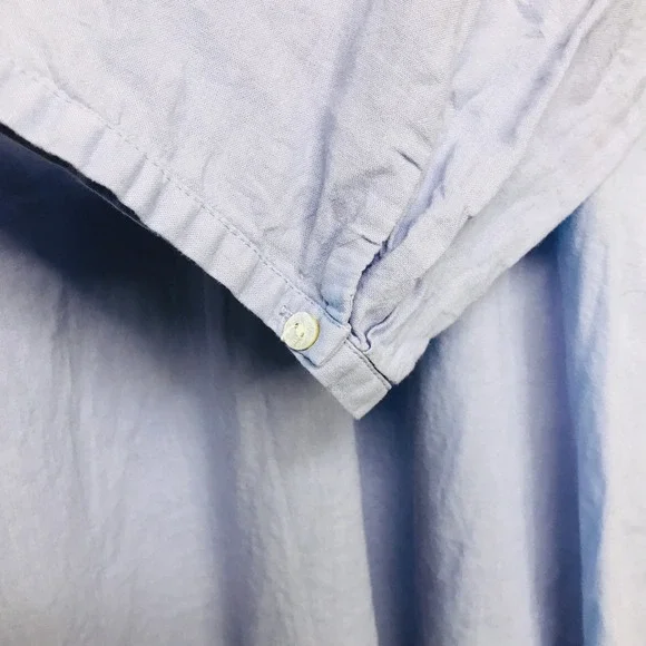 J. Jill Blue Linen Blend XL Missy Embroidered Lace Split Neck Blouse 3/4 Sleeve - Picture 3 of 6